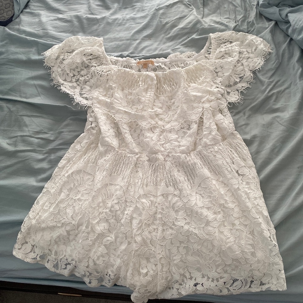 Plus Size White Lace Romper